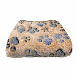 Hundedecke Korallen Fleece Atmungsaktiv mit Pfotenmotiv